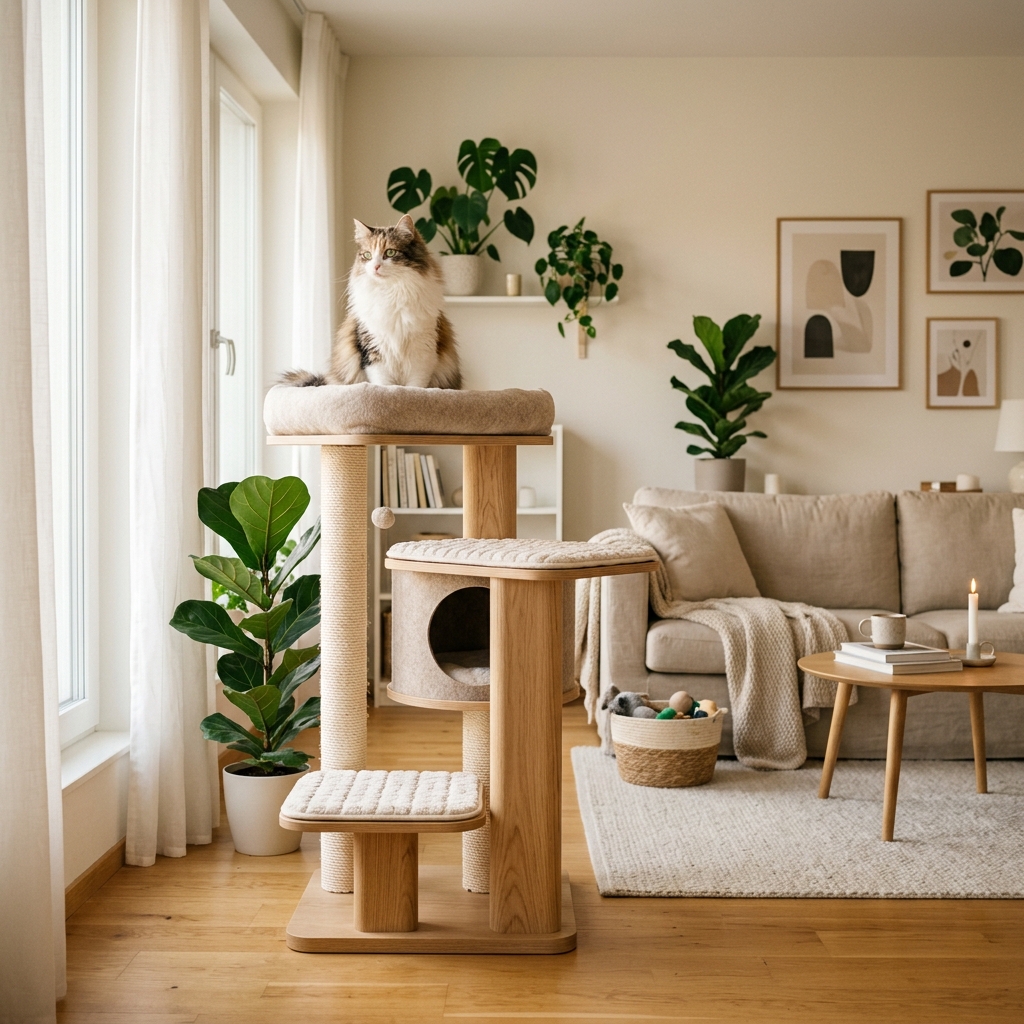 Premium Taoqimiao Cat Tree in a modern living room
